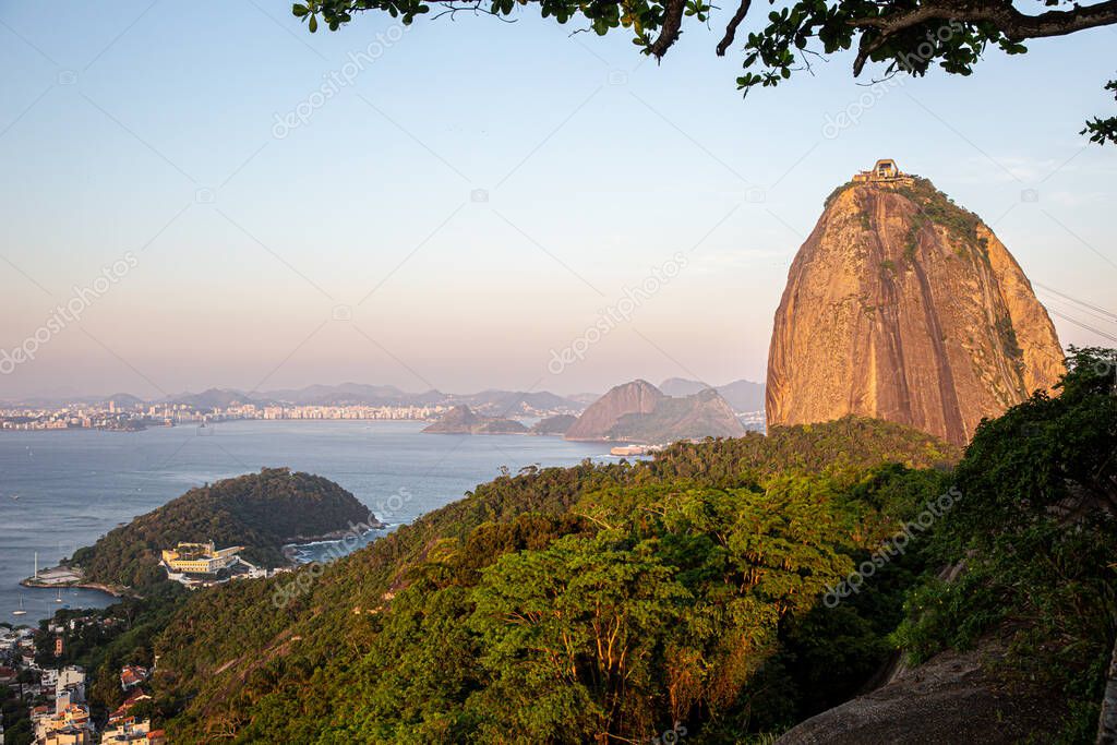 Aerial view of Sugar Loaf, Corcovado, and Guanabara bay, Rio de Janeiro, Brazil