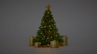 Hediyeler ve süslemelerle Noel ağacı