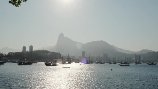 Blick Auf Zuckerhut Corcovado Und Guanabara Bucht Rio Janeiro Brasilien — Stockvideo