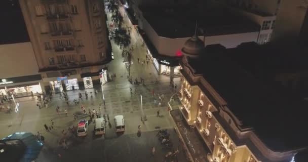 Letecký Pohled Noční Město Zářivými Světly — Stock video
