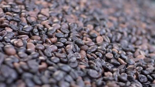 Vue Rapprochée Des Grains Café Torréfiés Tasse Café — Video