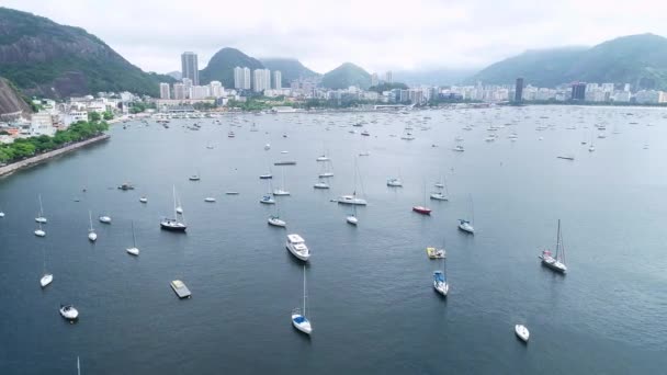 Rio Janeiro Beira Mar Com Iates Brasil — Vídeo de Stock