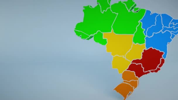 Brasil Mapa Estados Regiones Estados Mapa Brasileño Fondo Introducción Renderizado — Vídeo de stock