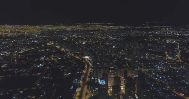 Vista Aérea Cidade Noturna Com Luzes Brilhantes — Vídeo de Stock