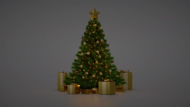 Árvore Christmass Com Presentes Decorações — Vídeo de Stock