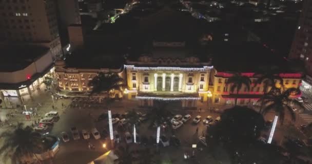 Aerial View Night City Shining Lights — Stock Video