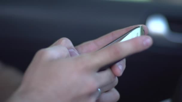 Close View Man Using Smartphone — Stock Video