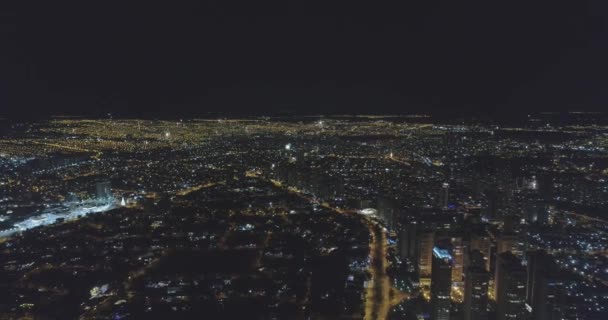 Flygfoto Över Natten Stad Med Lysande Ljus — Stockvideo