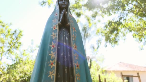 Estatua Virgen María Jardín Verde — Vídeo de stock