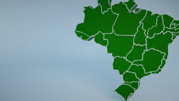 Brazílie Mapa Státy Regiony Brazilská Mapa Intro Pozadí Vykreslování — Stock video