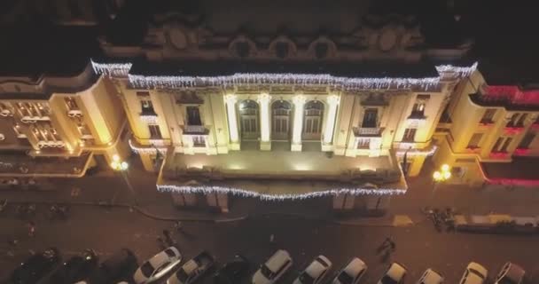 Vista Aérea Ciudad Nocturna Con Luces Brillantes — Vídeo de stock