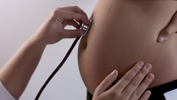 Doktor Vyšetřuje Těhotnou Ženu — Stock video