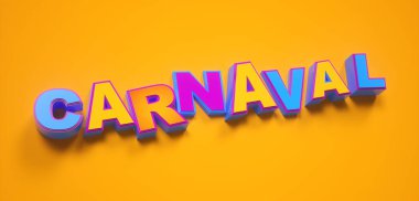 Karnaval ya da karnaval renkli logo. Rio de Janeiro tatil kartı tasarım şablonu. Sarıda izole edilmiş..