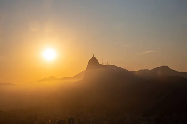 Sugar Loaf Corcovado Guanabara Körfezi Rio Janeiro Brezilya — Stok fotoğraf