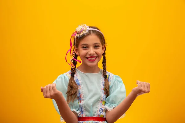 Kind Typische Kleren Van Het Beroemde Braziliaanse Feest Genaamd Festa — Stockfoto