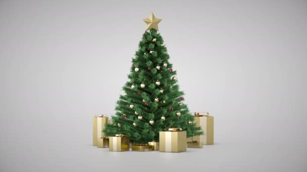 Árvore Christmass Com Presentes Decorações — Vídeo de Stock