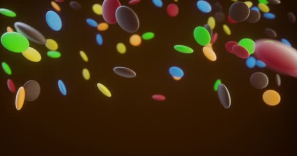 Glasierte Bonbons Fallen Auf Hintergrund — Stockvideo