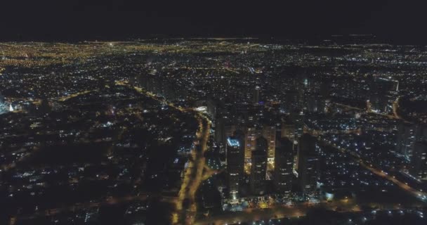 Вид Воздуха Ночной Город Сияющими Огнями — стоковое видео