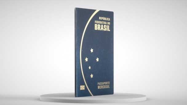 Brasilianskt Pass Vit Bakgrund Viktigt Dokument För Utlandsresor Återgivning — Stockvideo