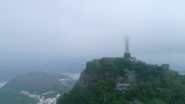 Rio Janeiro Brazil Circa October 2019 Aerial View Cristo Redentor — Stock Video