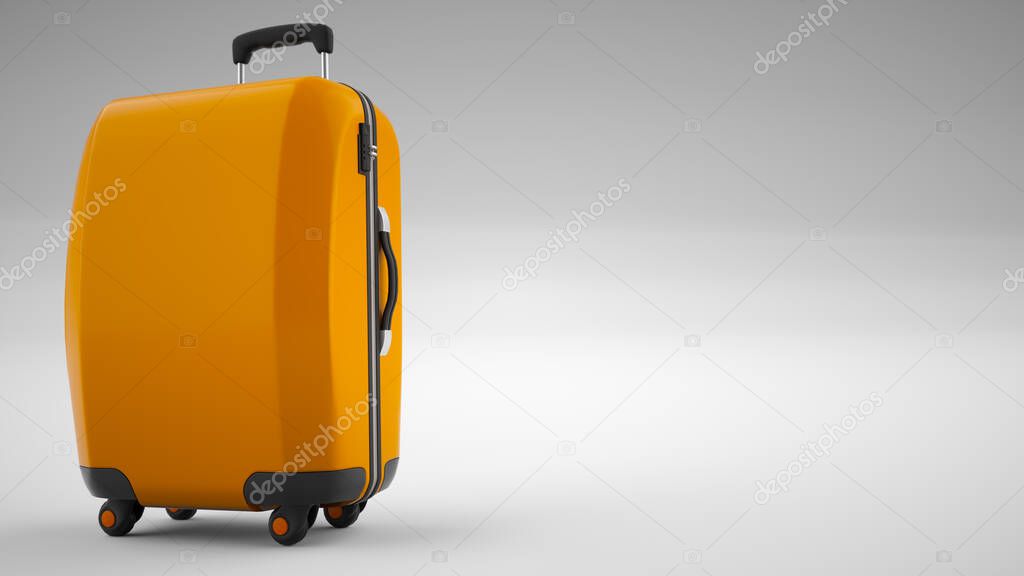 Orange travel bag isolated on bright background. 3d rendering