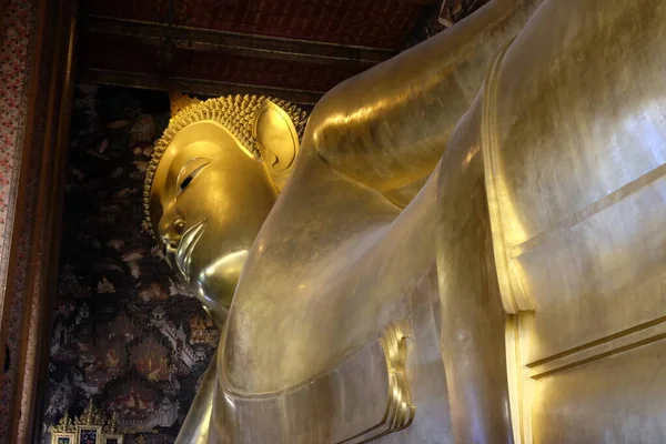 Världens Största Skulptur Lutande Buddha Ett Tempel Bangkok — Stockfoto