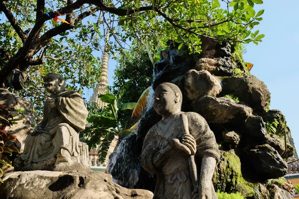 Ancient Stone Sculptures Garden Buddhist Monastery — Stock Photo, Image
