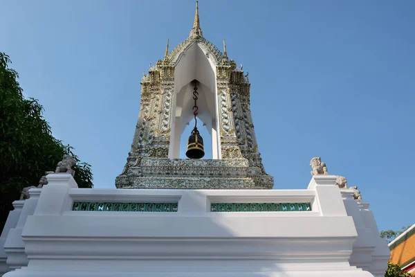 Ancient Bronze Bell Buddhist Monastery Little Asian Bell Tower — Stock Photo, Image