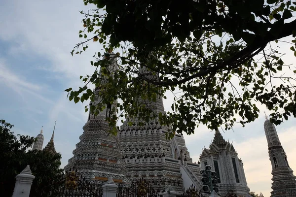 Buddhistický Chrám Wat Arun Vidět Větvemi Stromu — Stock fotografie