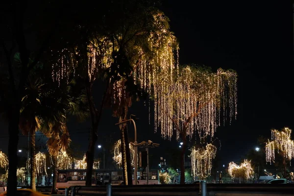 Bangkok Thailand December 2018 Trees Decorated Holiday Lights Grow City — 스톡 사진