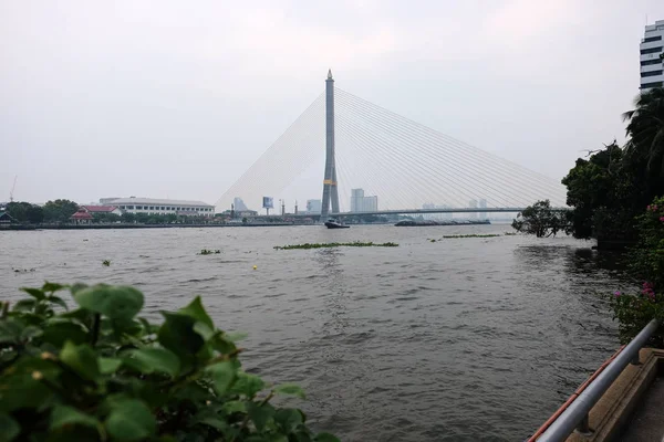 Bangkok Thaïlande Décembre 2018 Transport Fluvial Flotte Près Pont Sur — Photo