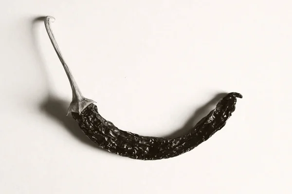 One Pepper White Background Black White Photo — Stock Photo, Image