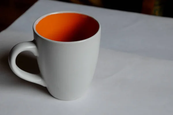 Leere Weiße Tasse Auf Hellem Hintergrund Tasse Mit Platz Für — Stockfoto