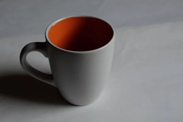 Leere Weiße Tasse Auf Hellem Hintergrund Tasse Mit Platz Für — Stockfoto