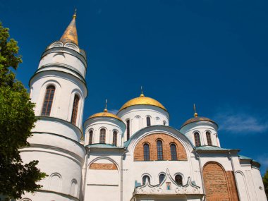 Chernihiv 'deki Dönüşüm Katedrali. Ukrayna 'nın en eski anıtsal binalarından biri. Chernihiv Prensliği 'nin ana binası. Antik mimarinin anıtı.
