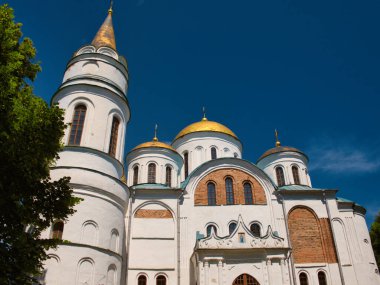 Chernihiv 'deki Dönüşüm Katedrali. Ukrayna 'nın en eski anıtsal binalarından biri. Chernihiv Prensliği 'nin ana binası. Antik mimarinin anıtı.