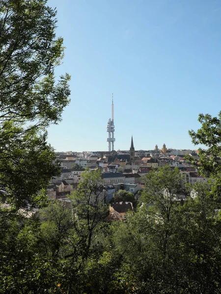 Žižkovská Televizní Věž Pražská Panorama Pohled Prahu Vítkovského Vrchu — Stock fotografie