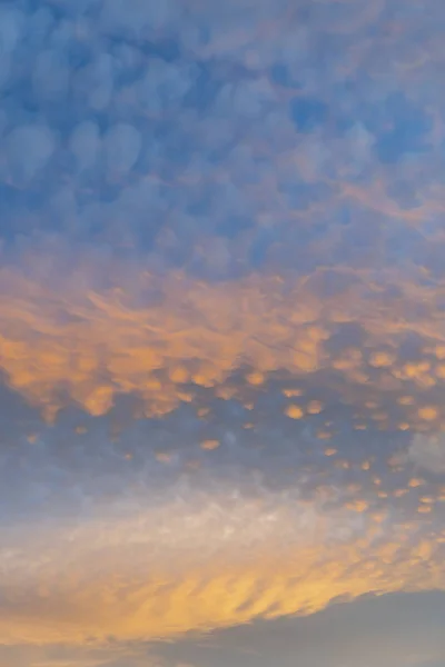 Picturesque Cirrus Clouds Sunset Light Orange Blue Colors Dramatic Look — Stock Photo, Image