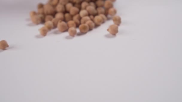 Chickpea Lamb Peas Scattered Table White Cup Slow Motion Macro — Stock Video