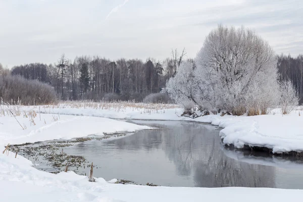 Der schneebedeckte Fluss Pekorka — Stockfoto