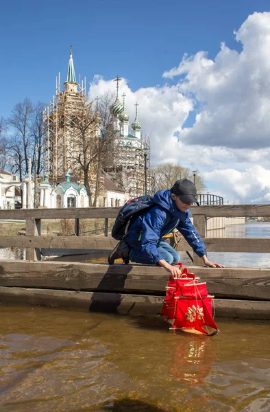 Kholuy Ivanovo Regio Rusland April 2018 Heropleving Van Oude Traditie — Stockfoto