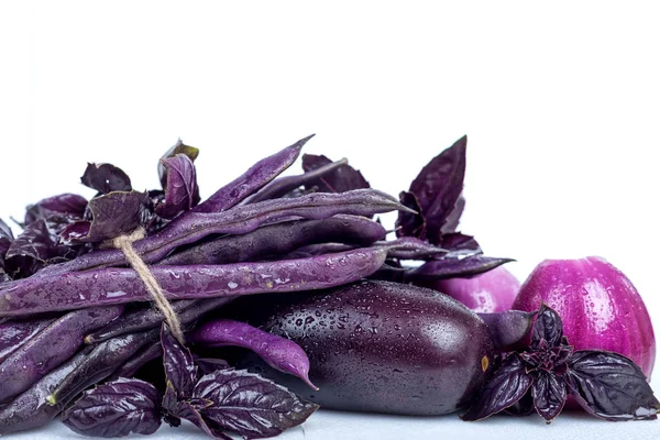 Purple fresh vegetables on white background — Stock Photo, Image