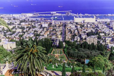 Hayfa 'daki Bahai tapınağı Carmel Dağı İsrail.