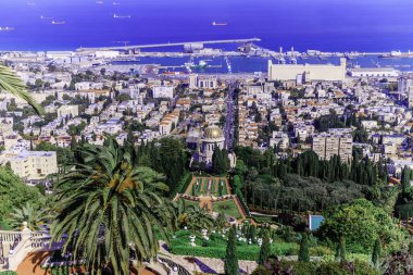 Hayfa 'daki Bahai tapınağı Carmel Dağı İsrail..