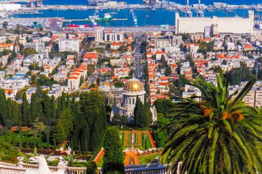 Hayfa 'daki Bahai tapınağı Carmel Dağı İsrail..