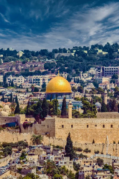 Panorama Jerozolimy, Izrael. Tempel Góra Al-Aksa. — Zdjęcie stockowe