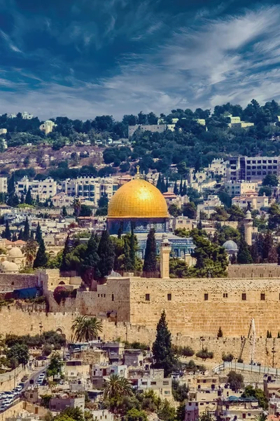 Panorama Jerozolimy, Izrael. Tempel Góra Al-Aksa. — Zdjęcie stockowe