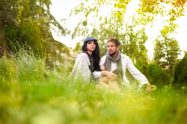 stock image Young couple in the park on sunny day