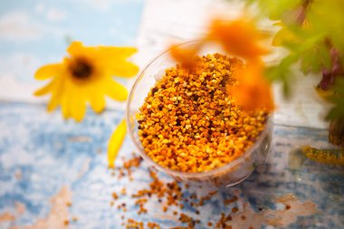 Arı polen plastik cam yakın çekim