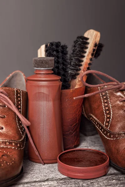 Kit de limpieza de cepillos y zapatos — Foto de Stock